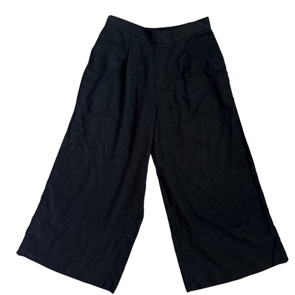 Banana Republic Linen Blend Pull On Wide Leg Cropped Pants Black Size Small - Picture 4 of 9